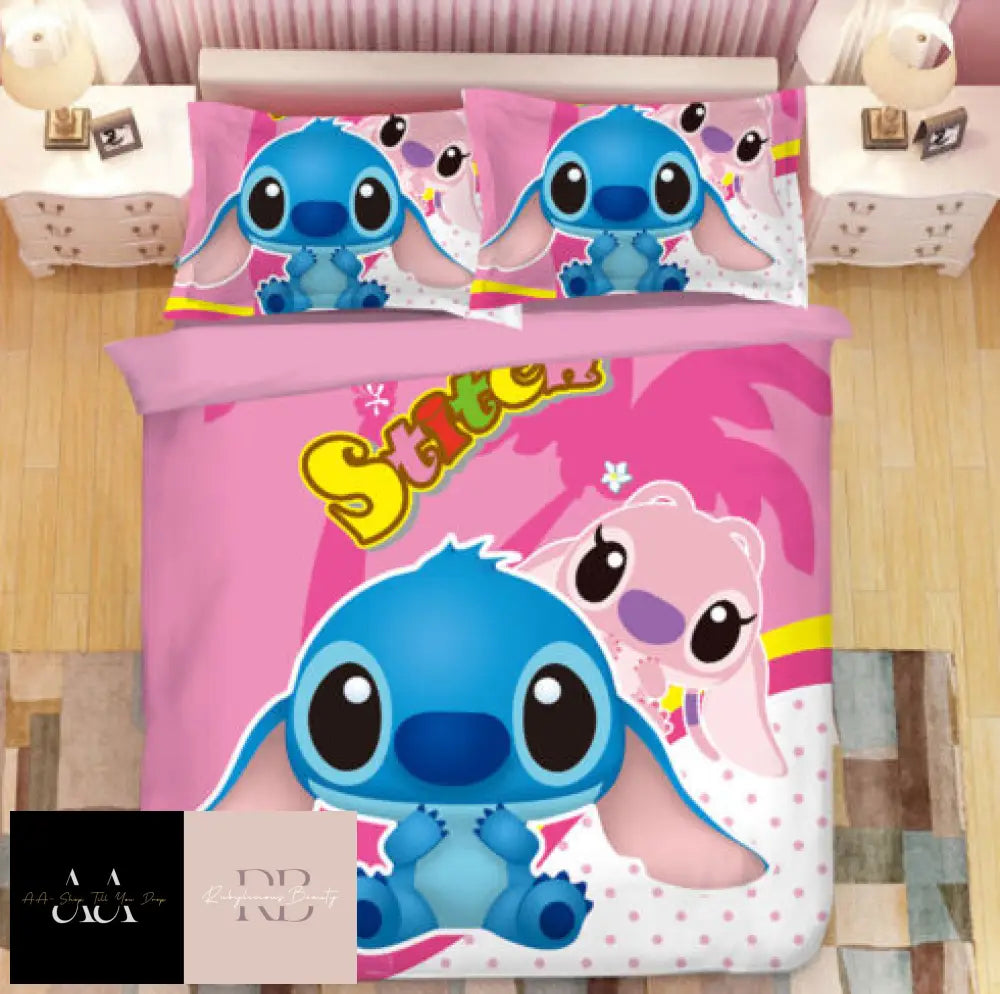 Lilo & Stitch Bedding Set 3Pcs Duvet Cover Pillowcase Uk - Double #5