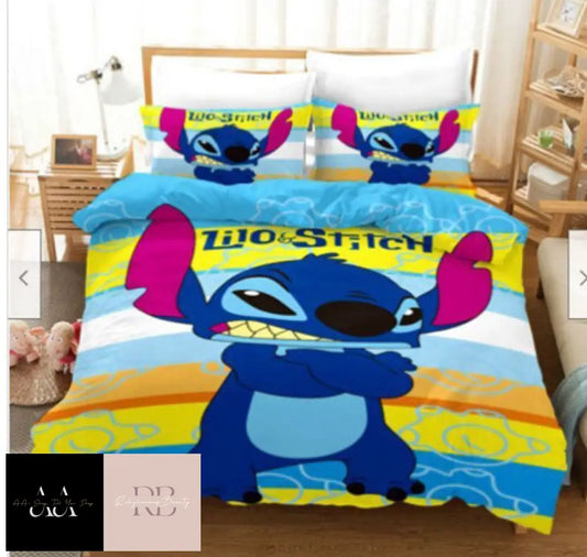 Lilo Stitch Cute Cartoon Quilt Duvet Cover Bedding Set Pillowcase - Double Choice Of Designs Angry