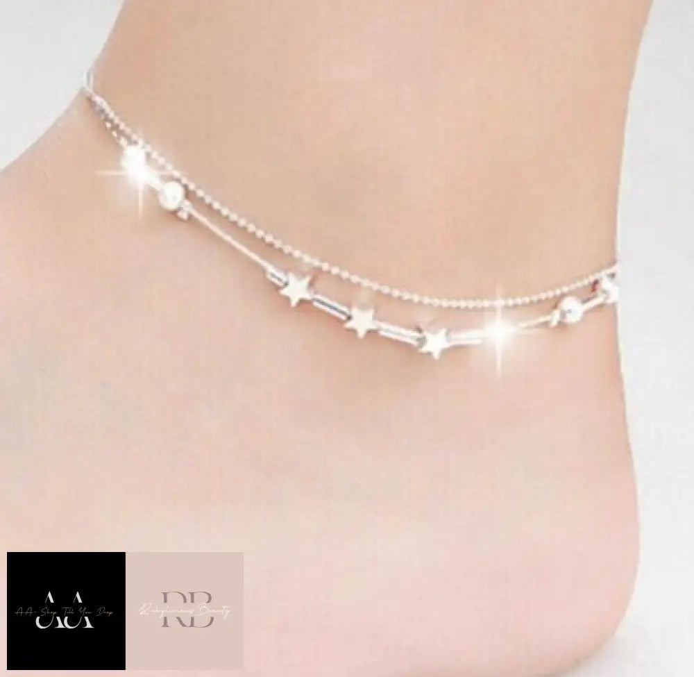 Little Star Sterling Silver Chain Ankle Bracelet Barefoot Beach Anklets For Girl