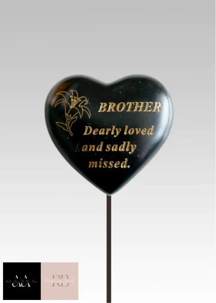 Memorial Black & Gold Lily Heart Stick-Brother