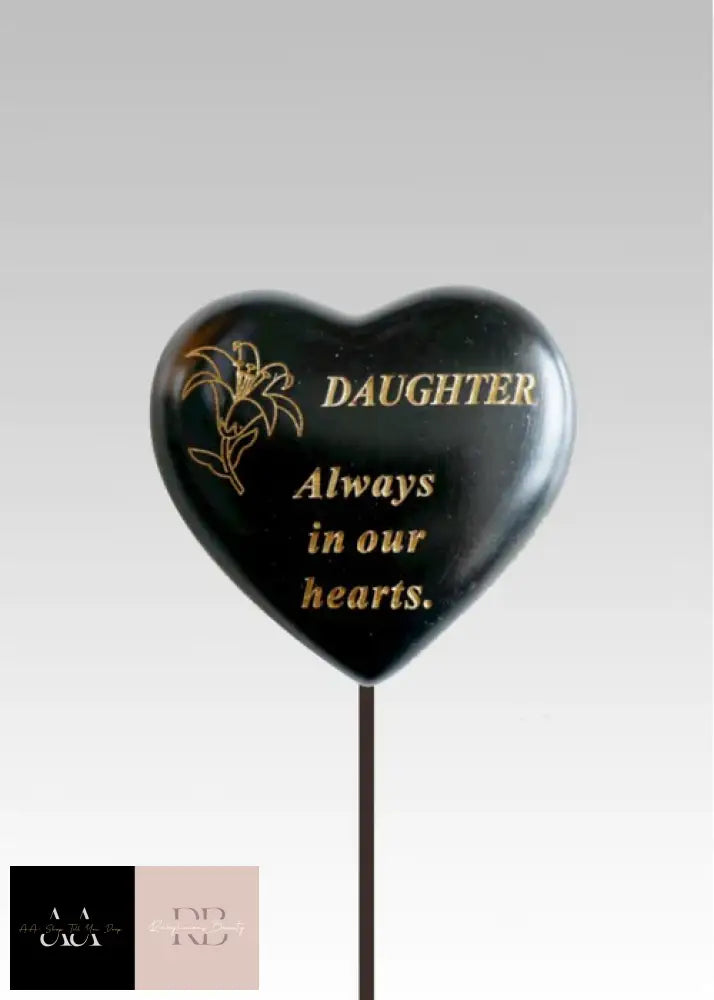 Memorial Black & Gold Lily Heart Stick-Daughter