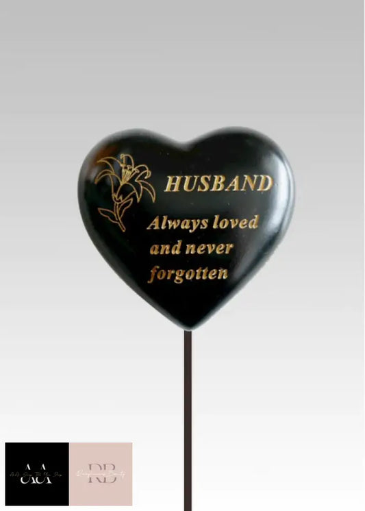 Memorial Black & Gold Lily Heart Stick-Husband