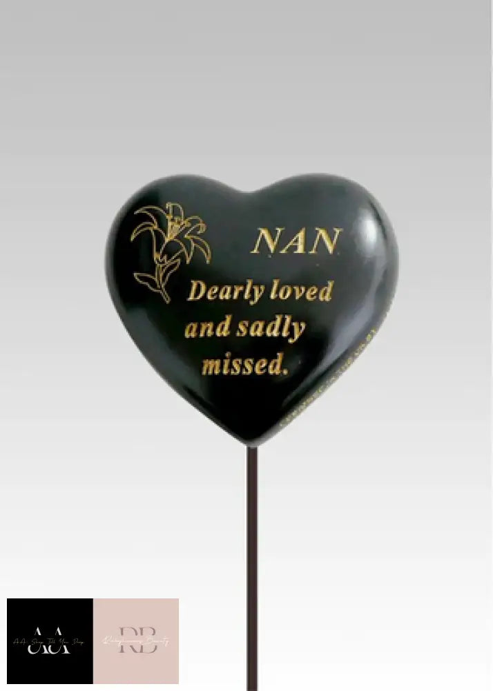 Memorial Black & Gold Lily Heart Stick-Nan