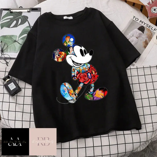 Mickey Mouse Cartoon T-Shirt Womans S / Black