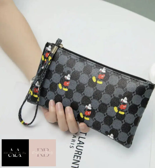 Mickey Mouse Make Up Bag Wallet Purse Mobile Phone Pencil Case Black