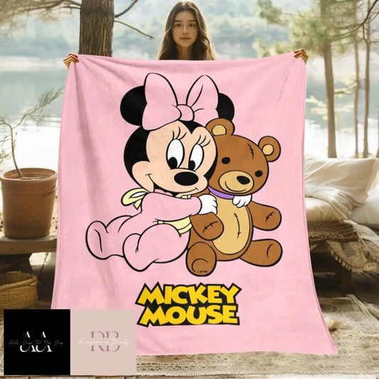 Mickey Mouse Minnie Cartoon Print Blanket