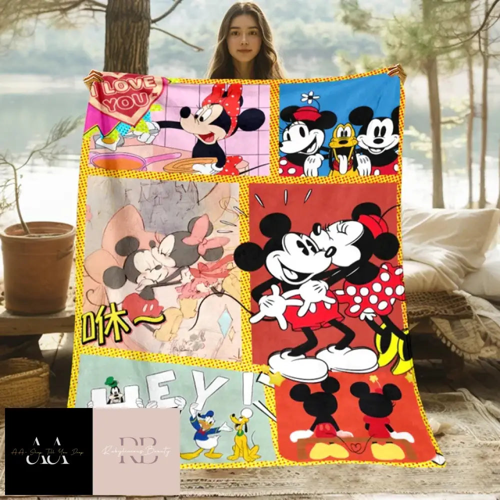 Mickey Mouse Minnie Cartoon Print Blanket