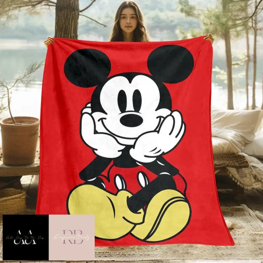 Mickey Mouse Minnie Cartoon Print Blanket