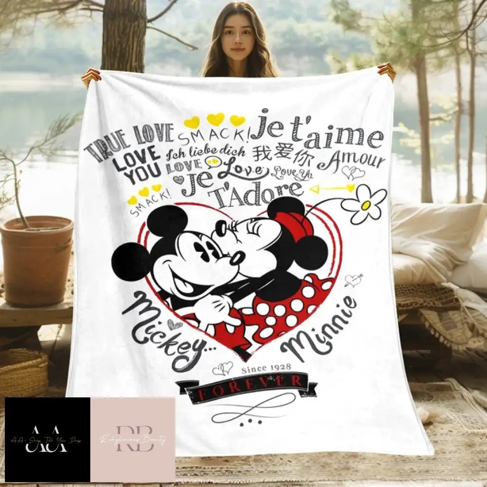 Mickey Mouse Minnie Cartoon Print Blanket