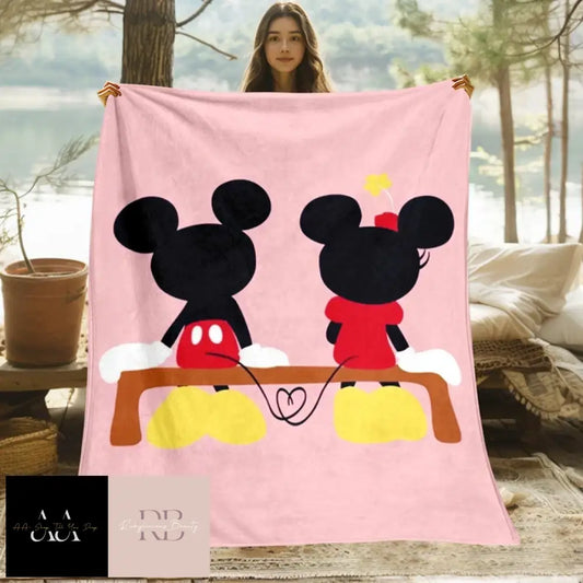 Mickey Mouse Minnie Cartoon Print Blanket