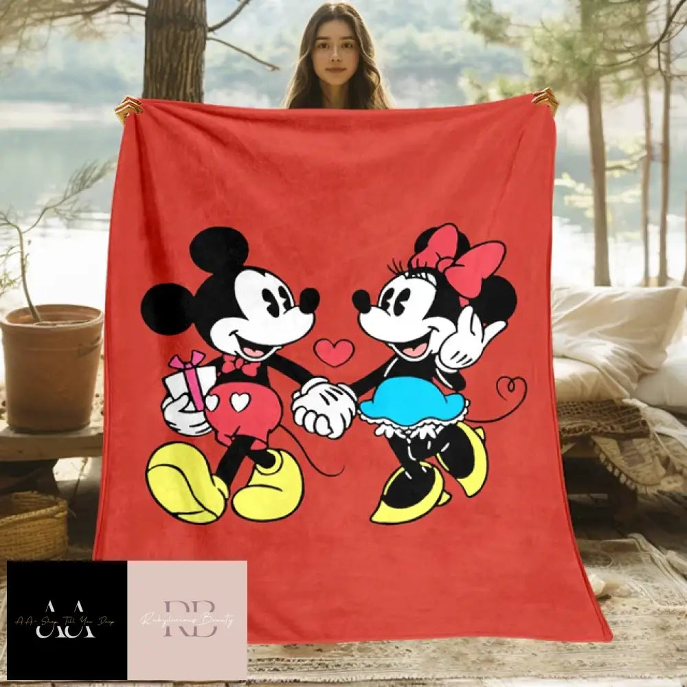 Mickey Mouse Minnie Cartoon Print Blanket