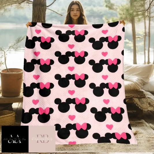 Mickey Mouse Minnie Cartoon Print Blanket