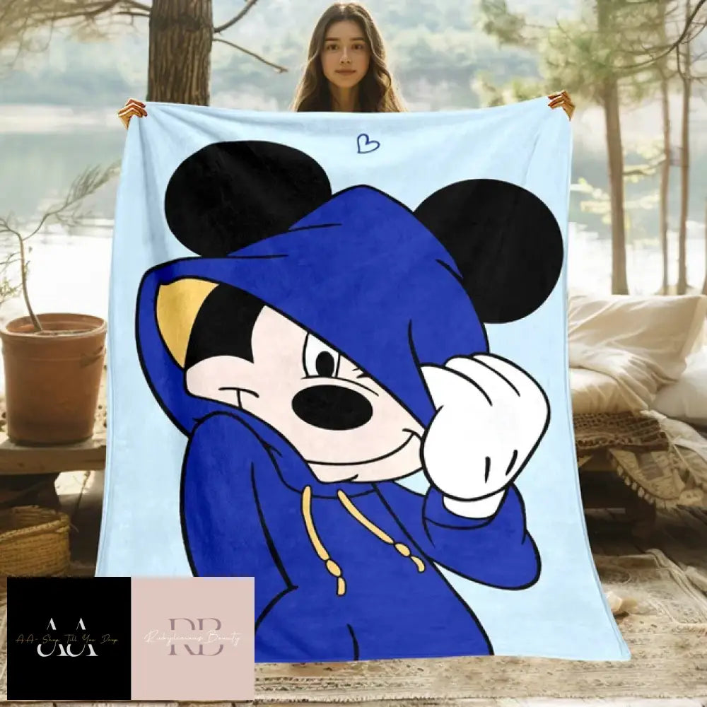 Mickey Mouse Minnie Cartoon Print Blanket