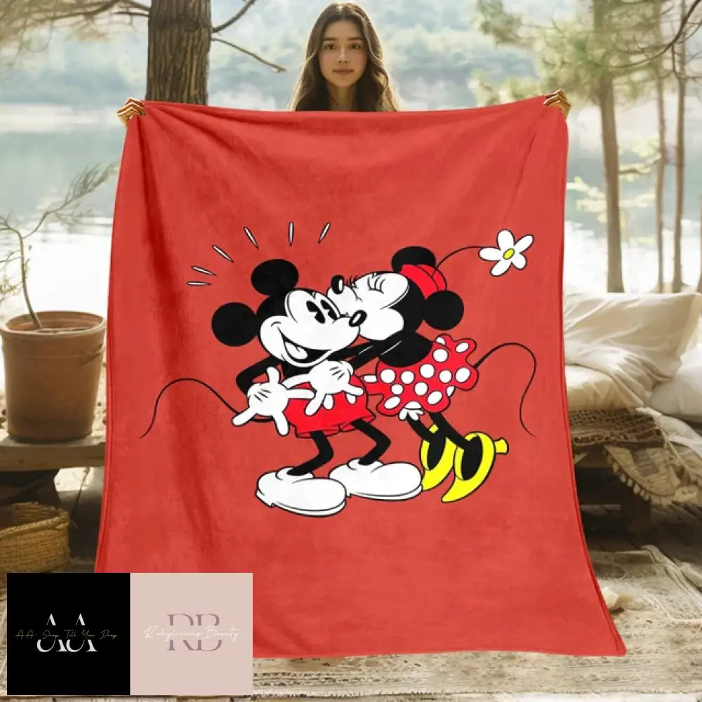 Mickey Mouse Minnie Cartoon Print Blanket