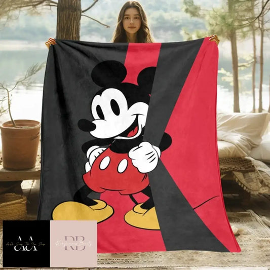 Mickey Mouse Minnie Cartoon Print Blanket