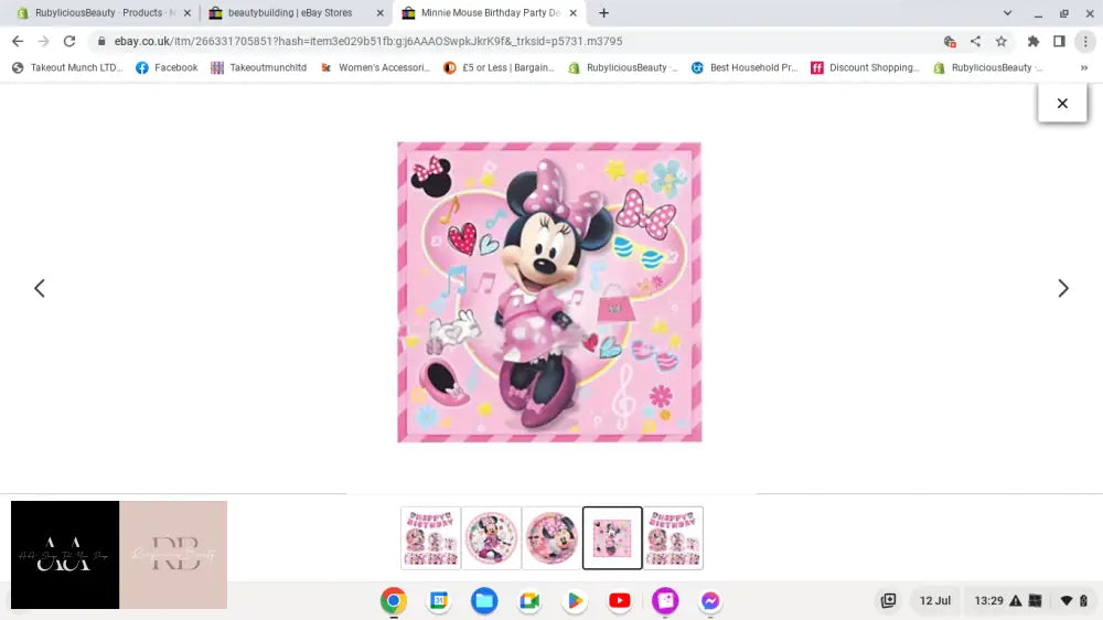 Minnie Mouse Birthday Party Decoration Tablecloth Banners Tableware Supplies Set