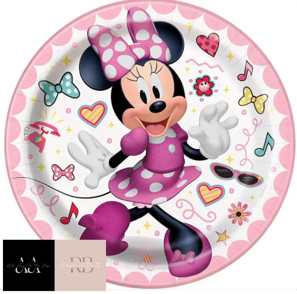 Minnie Mouse Birthday Party Decoration Tablecloth Banners Tableware Supplies Set