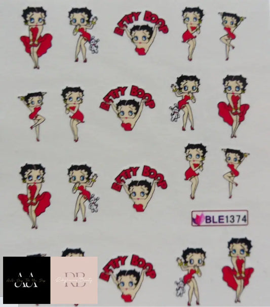 Nail Art Decal Stickers Red Betty Boop Water Transfer Sticker *New*