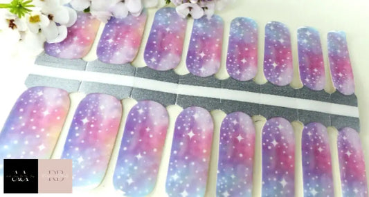 Nail Art Self Adhesive Full Polish Wrap Sticker Blue Pink Shooting Star Decal W1