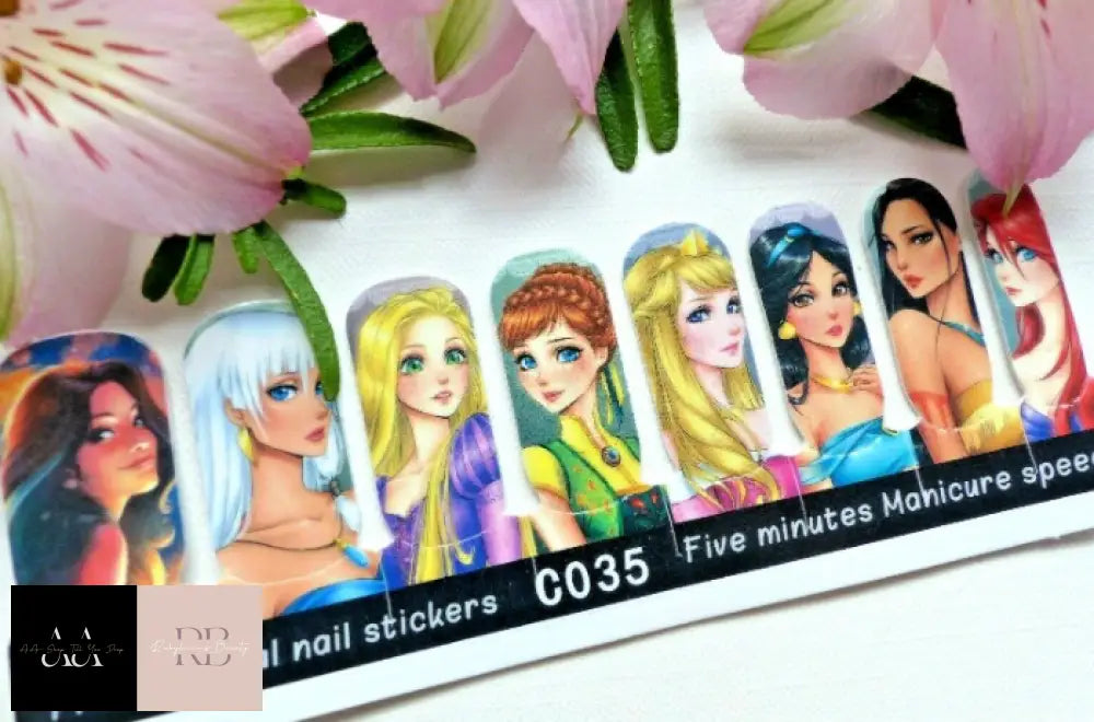 Nail Art Self Adhesive Full Polish Wraps Sticker Princess Jasmin Anna C35