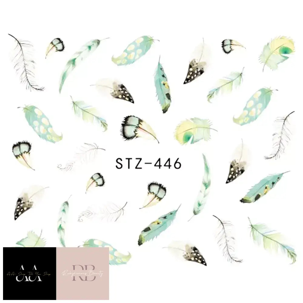 Nail Art Stickers - Pastel Coloured Feathers