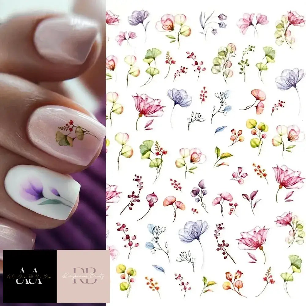 Nail Art Stickers - Spring Summer Flowers Floral Fern