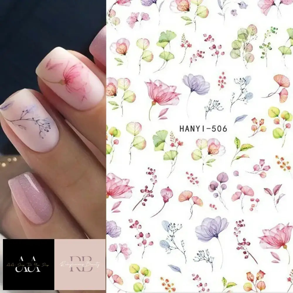 Nail Art Stickers - Spring Summer Flowers Floral Fern