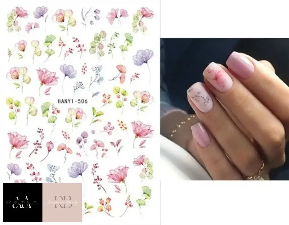 Nail Art Stickers - Spring Summer Flowers Floral Fern