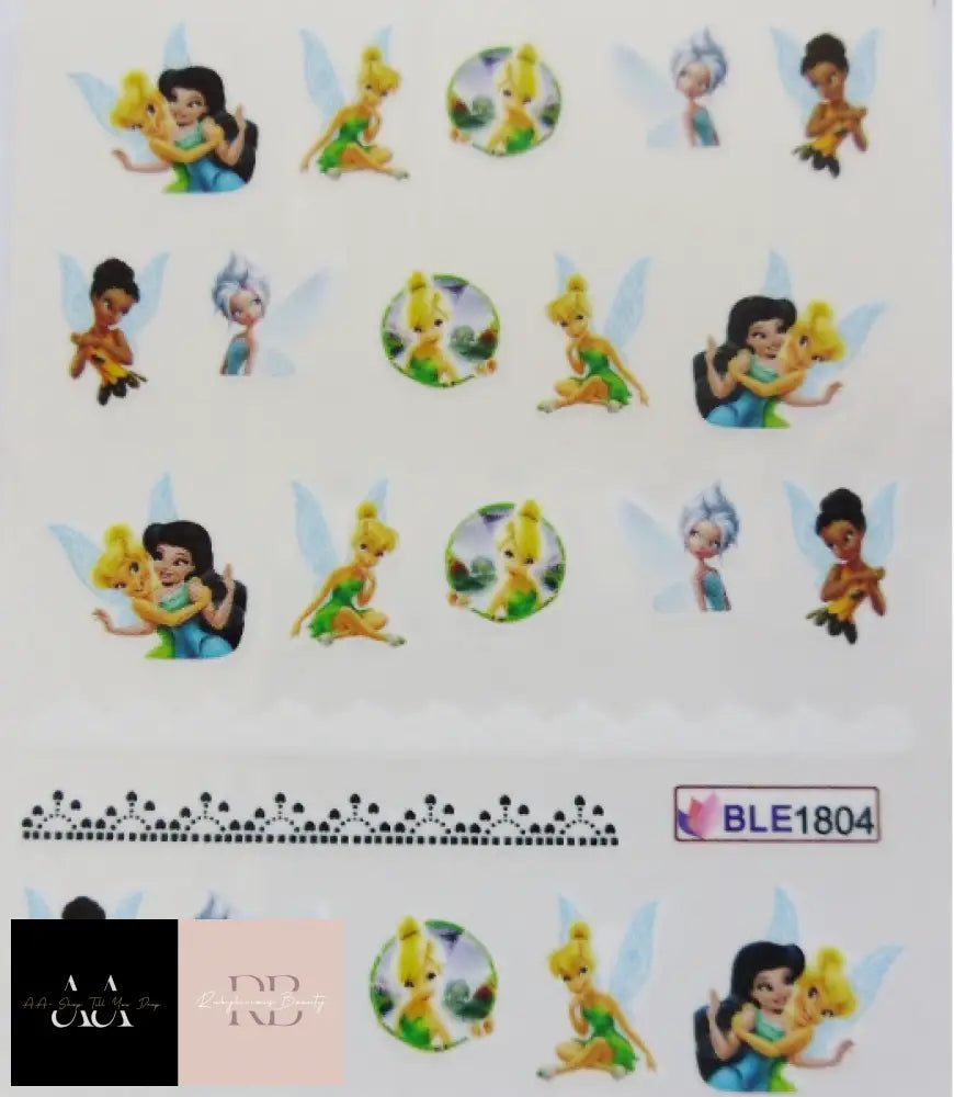 Nail Art Twinkle Fairy Tinker Bell Secret Wing Friends Water Decals Sticker 1804