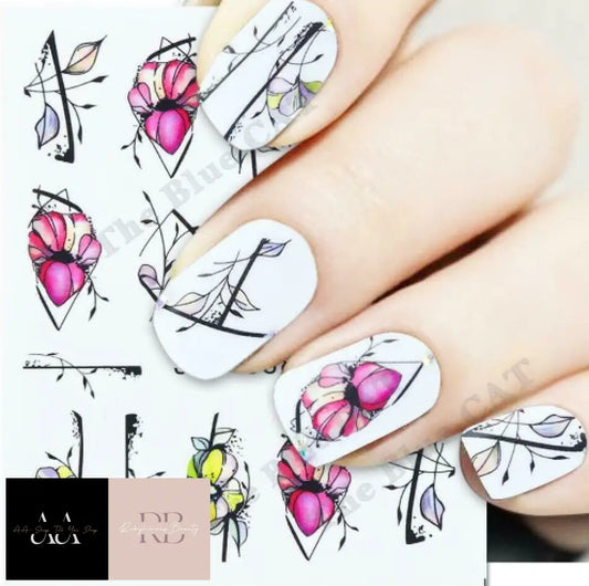 Nail Art Water Decals Stickers Transfers Spring Flowers Floral