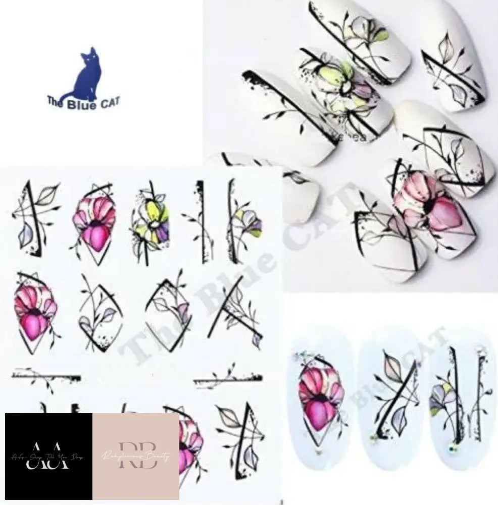 Nail Art Water Decals Stickers Transfers Spring Flowers Floral