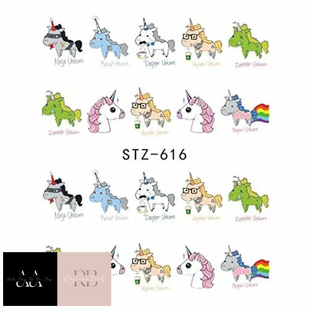 Nail Art Water Decals Stickers Transfers - Unicorns Unicorn Magic Rainbow