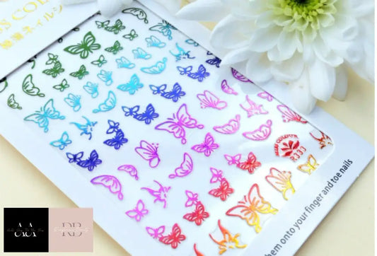 Nailart Butterfly Multi Colour Metallic Self Adhesive Sticker Decal Transfer R33