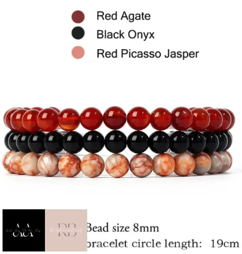 Natural Stone Bracelet Sets 3Pcs