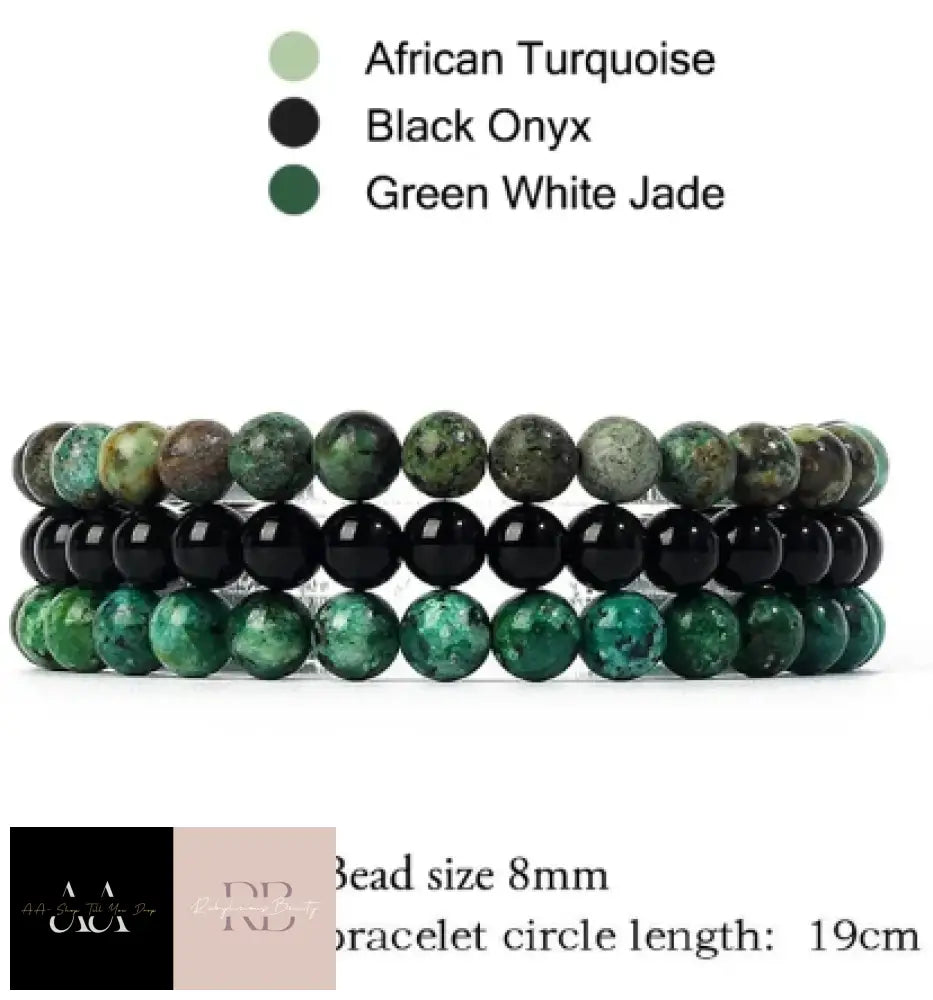 Natural Stone Bracelet Sets 3Pcs