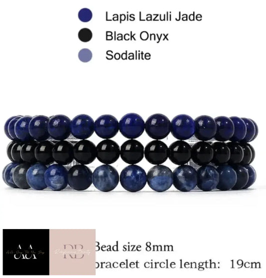 Natural Stone Bracelet Sets 3Pcs