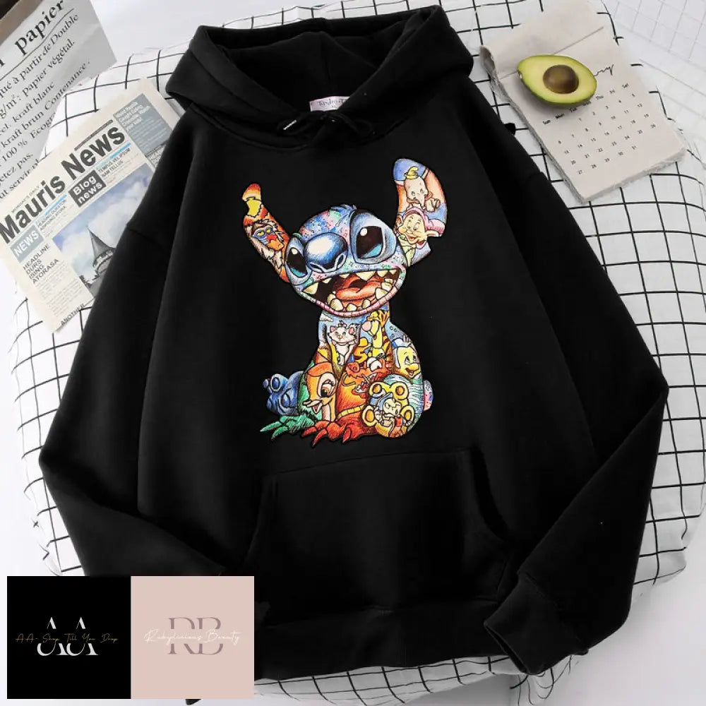 New Disney Funny Stitch Hoodies - Women