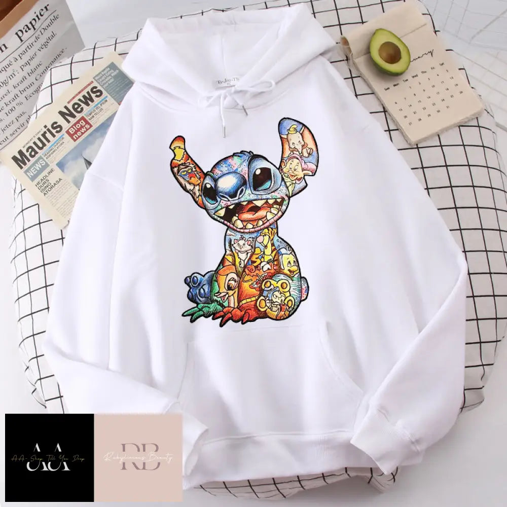 New Disney Funny Stitch Hoodies - Women