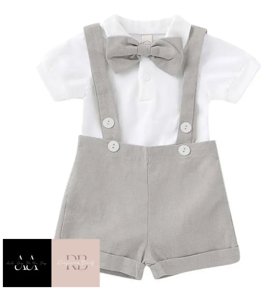 Newborn Baby Boys Gentleman Short Suit Romper Bodysuit Outfit Set Clothes