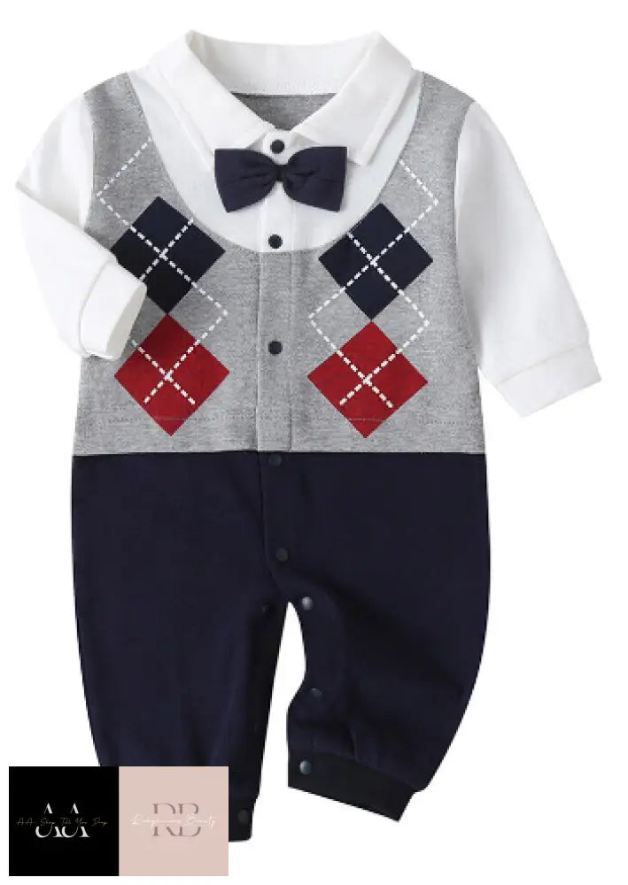 Newborn Baby Boys Gentlemen Outfits Long Sleeve Romper Jumpsuit Bodysuit Clothes