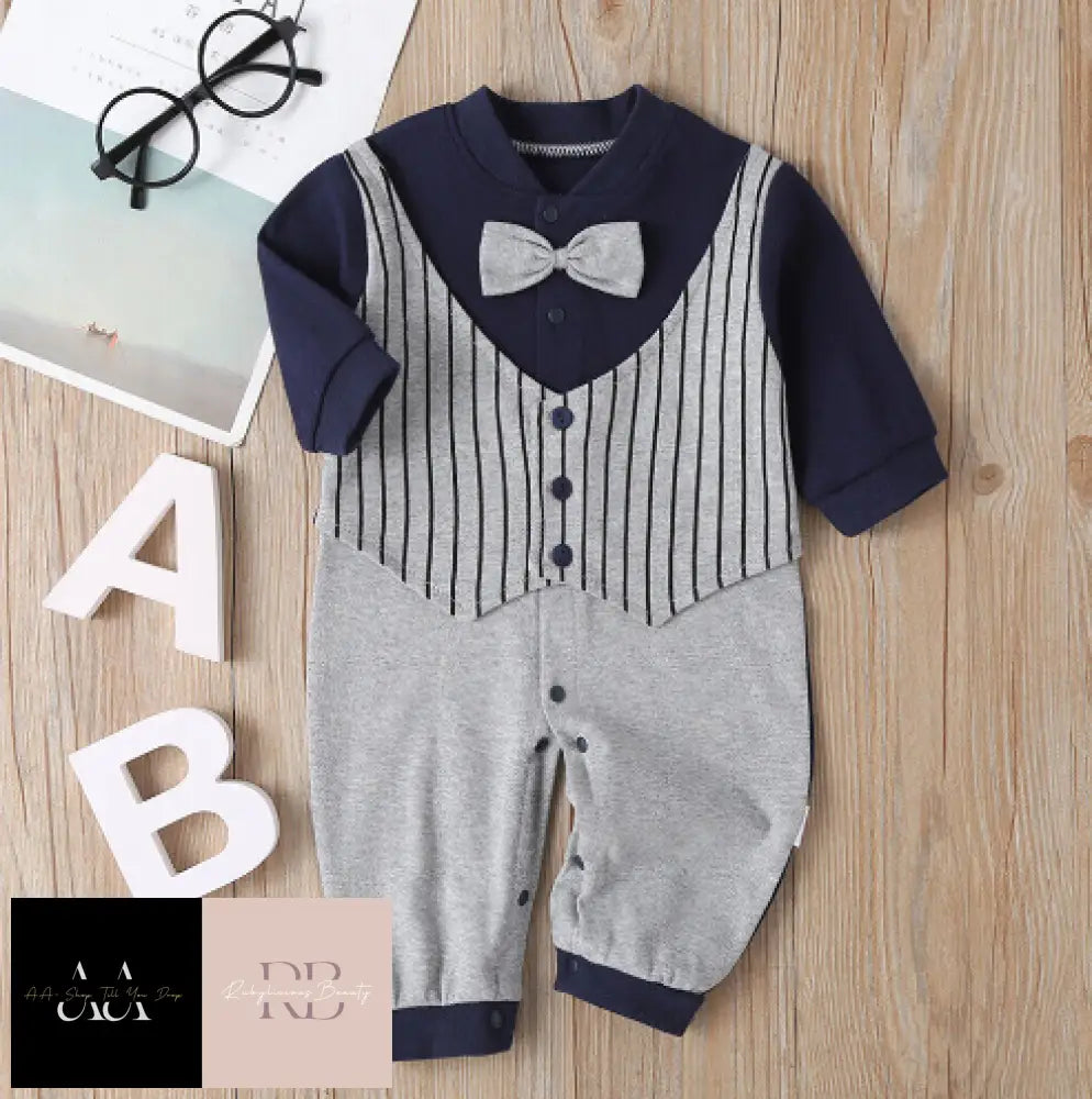 Newborn Baby Boys Gentlemen Outfits Long Sleeve Romper Jumpsuit Bodysuit Clothes