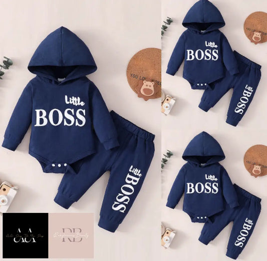 Newborn Baby Boys Hooded Romper Tops Pants Outfits