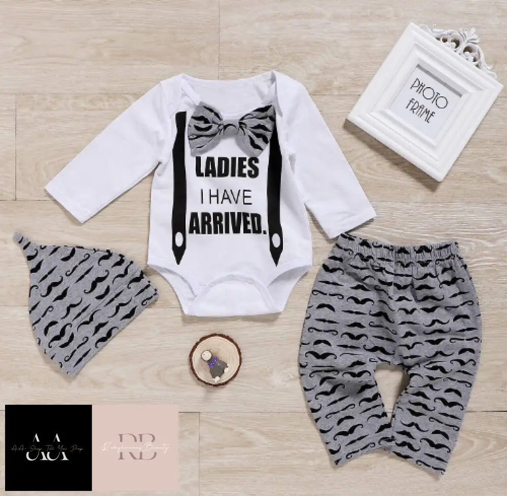 Newborn Baby Boys Long Sleeve T-Shirt+Pants+Hat Set