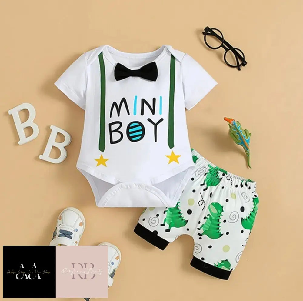 Newborn Baby Boys Short Sleeve Romper Tops Shorts Pants Set