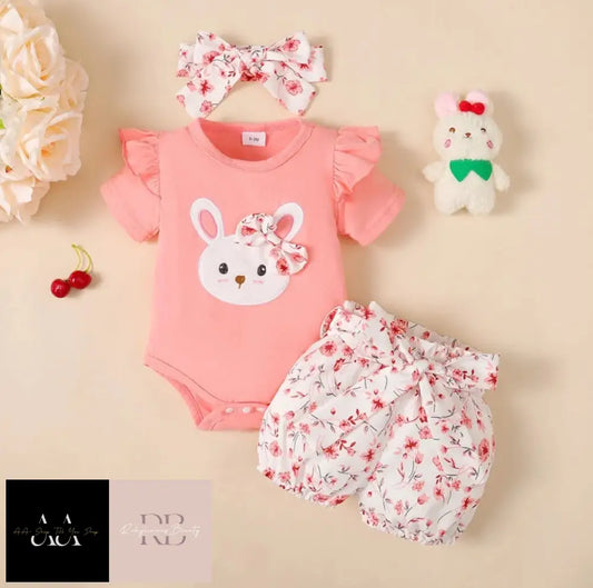 Newborn Baby Girls Ruffle Floral Romper Shorts Summer Party Outfits Clothes Set