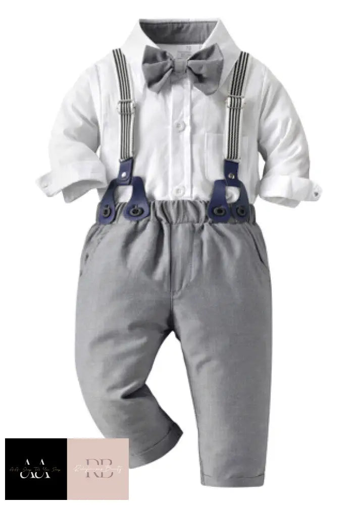 Newborn Infant Baby Boys Gentleman Clothes Button Shirt Strap Pants Outfits Set