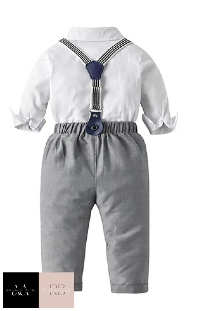 Newborn Infant Baby Boys Gentleman Clothes Button Shirt Strap Pants Outfits Set