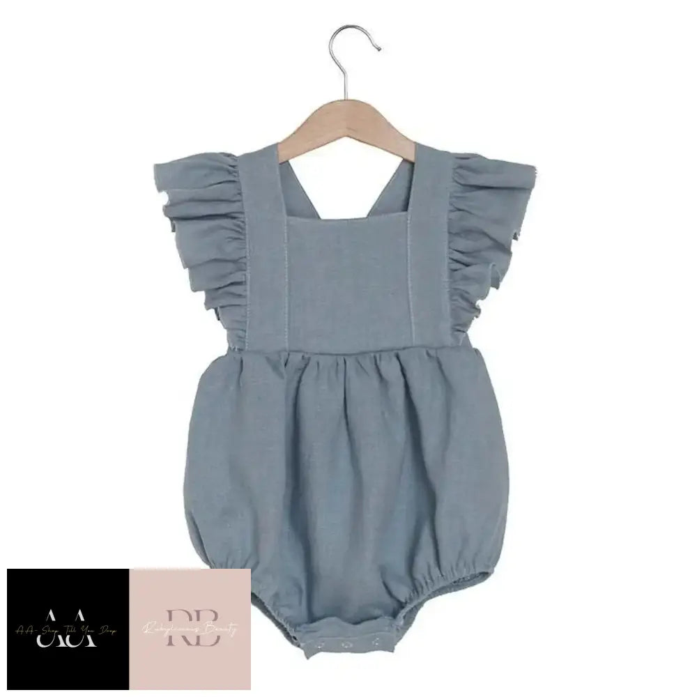 Newborn Infant Baby Girls Rompers Ruffles Sleeveless Strap Romper Playsuit Jumpsuit 3 - 6 / Blue