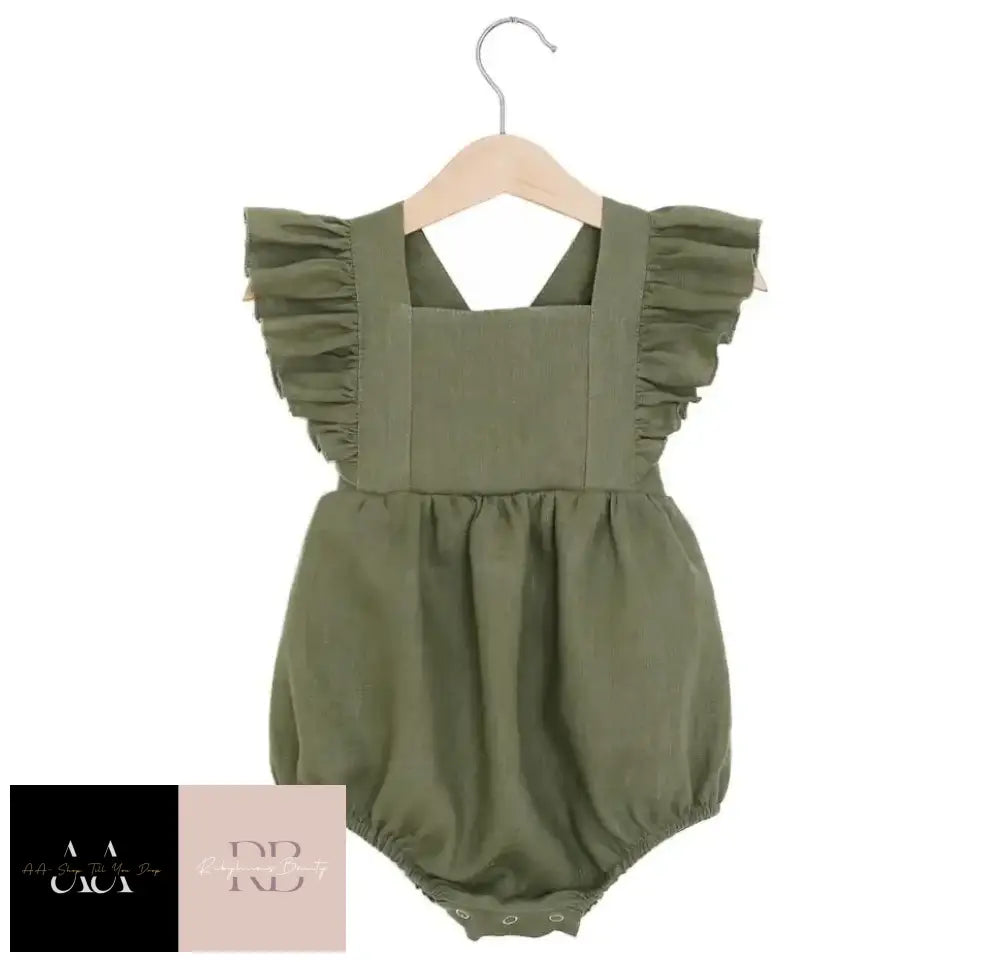 Newborn Infant Baby Girls Rompers Ruffles Sleeveless Strap Romper Playsuit Jumpsuit 3 - 6 / Green