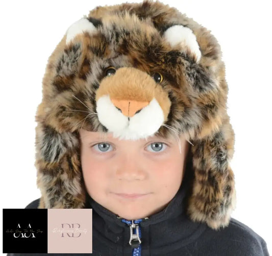 Novelty Leopard Faux Fur Childrens Winter Trapper Hat